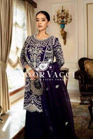 Buy Fox Georgette Sequin Embroidered Top with Pallazo and Dupatta Set – Premium Partywear
