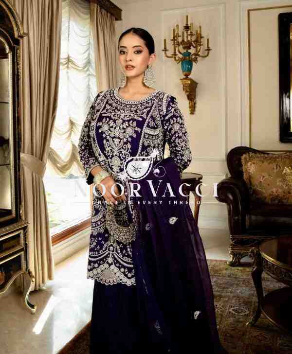 Fox Georgette Sequin Embroidered Top with Pallazo and Dupatta Set – Premium Partywear