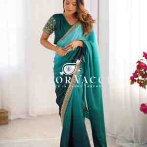 Chinon Silk Saree with Thread & Sequence Lace Work and Mono Benglori Blouse