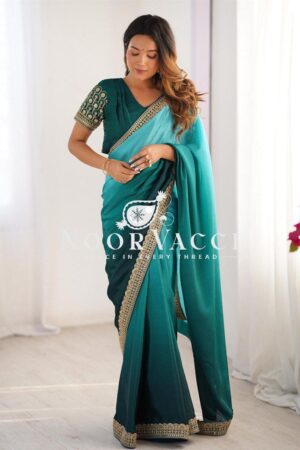 Shop Chinon Silk Saree with Thread & Sequence Lace Work and Mono Benglori Blouse