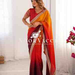 Chinon Silk Saree with Thread & Sequence Lace Work and Mono Benglori Blouse
