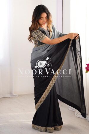 Shop Chinon Silk Saree with Thread & Sequence Lace Work and Mono Benglori Blouse