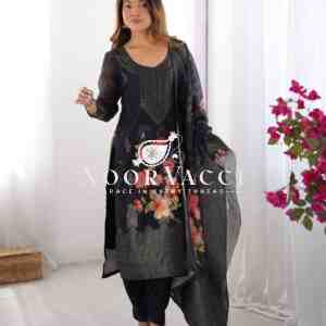 Chanderi Silk Top with Jacquard Digital Print, Micro Pent, and Matching Dupatta