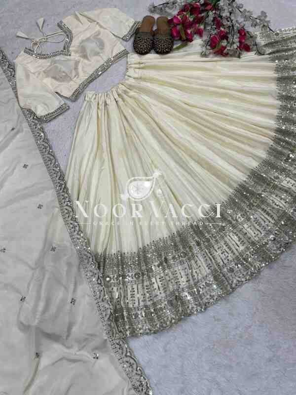 Elegant Embroidered Crepe Silk Wedding Lehenga Choli Set with Diamond Work - Image 9