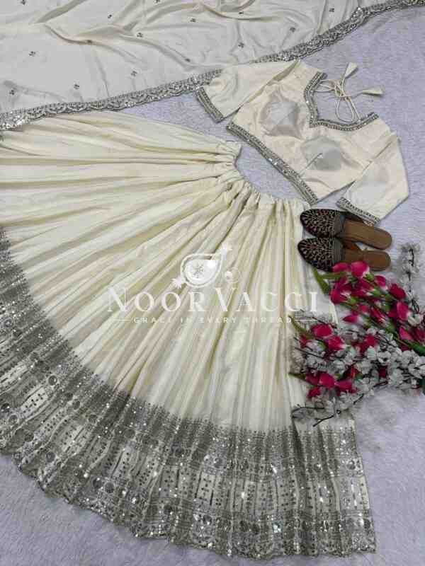 Elegant Embroidered Crepe Silk Wedding Lehenga Choli Set with Diamond Work - Image 5