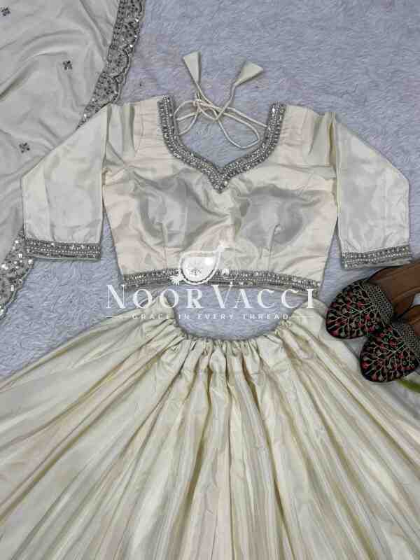 Elegant Embroidered Crepe Silk Wedding Lehenga Choli Set with Diamond Work - Image 7