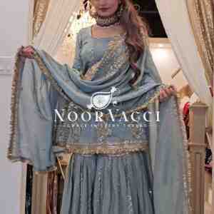 Chinon Silk Sharara Plazo Set with Embroidered Dupatta – Festive Readywear