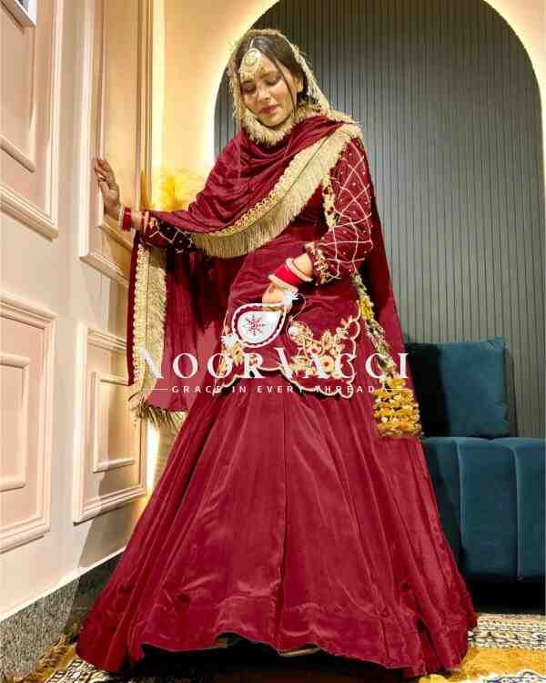 Natural Crep Silk Top Lehenga Set with Embroidery & Dupatta - Image 2