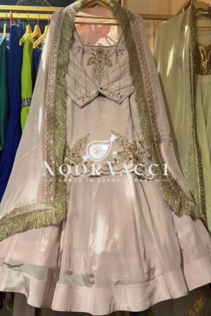 Buy Natural Crep Silk Top Lehenga Set with Embroidery & Dupatta