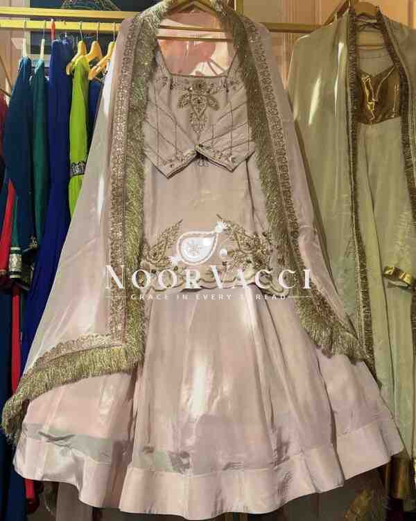 Natural Crep Silk Top Lehenga Set with Embroidery & Dupatta