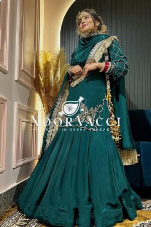 Buy Natural Crep Silk Top Lehenga Set with Embroidery & Dupatta