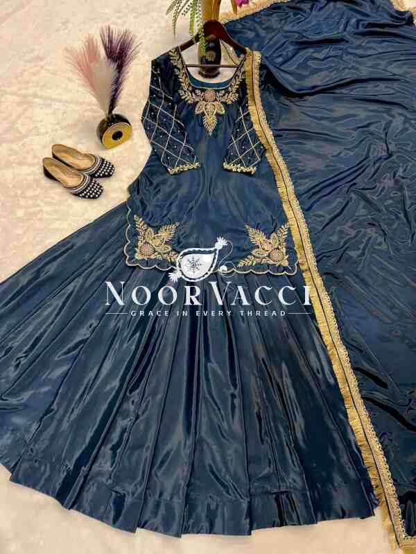 Natural Crep Silk Top Lehenga Set with Embroidery & Dupatta - Image 4