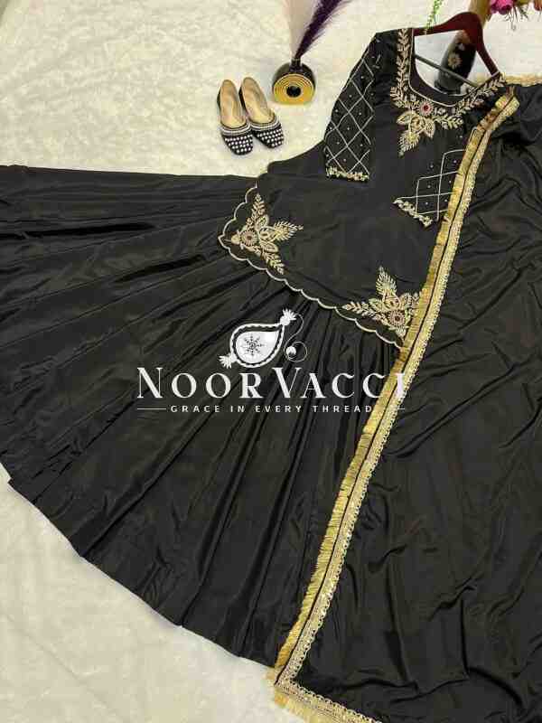Natural Crep Silk Top Lehenga Set with Embroidery & Dupatta - Image 3