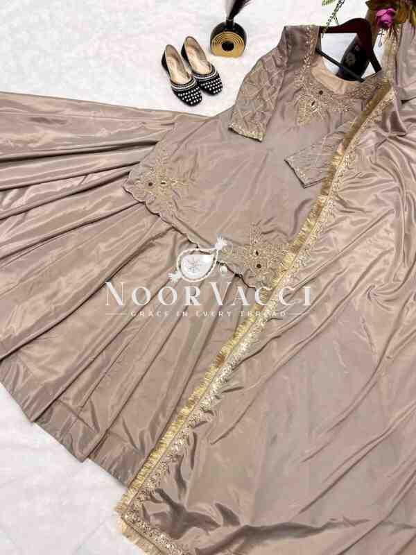 Natural Crep Silk Top Lehenga Set with Embroidery & Dupatta - Image 4