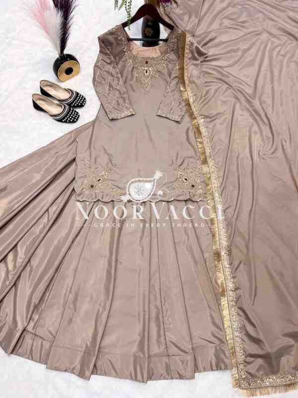 Natural Crep Silk Top Lehenga Set with Embroidery & Dupatta - Image 5
