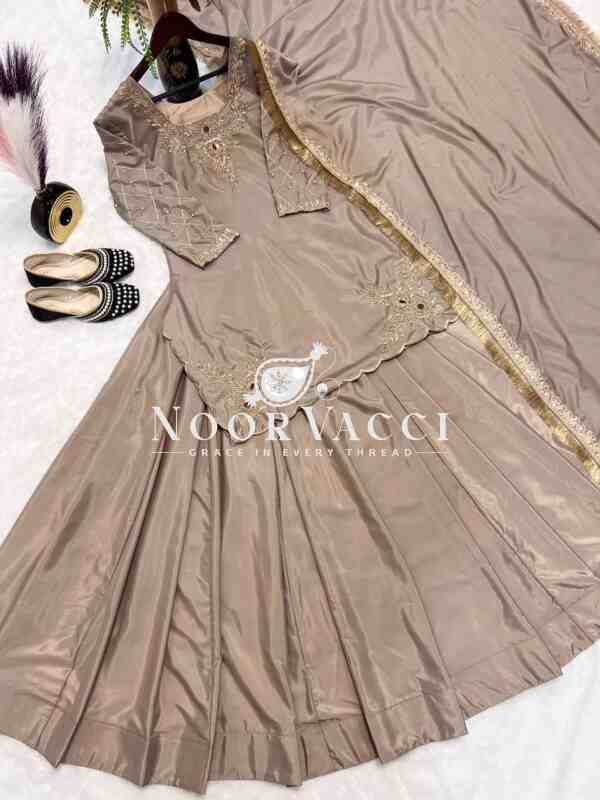 Natural Crep Silk Top Lehenga Set with Embroidery & Dupatta - Image 2