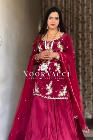 Buy Elegant Hand-Embroidered Crepe Silk Top with Designer Lehenga & Dupatta