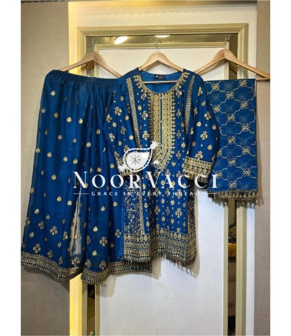 Buy Faux Georgette Embroidered Plazo Set with Dupatta - Image 4