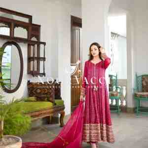 Fox Georgette Embroidered Gown with Pent and Dupatta – Designer Party Set