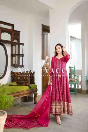 Shop Fox Georgette Embroidered Gown with Pent and Dupatta – Designer Party Set