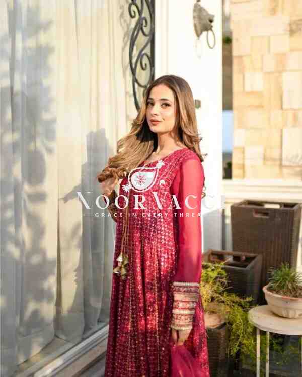 Fox Georgette Embroidered Gown with Pent and Dupatta – Designer Party Set - Image 8