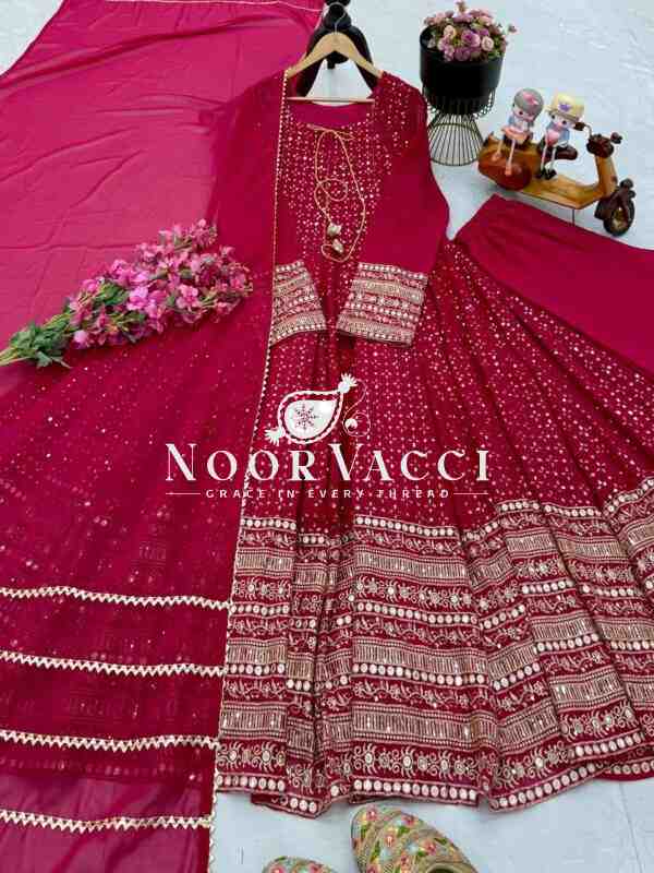 Fox Georgette Embroidered Gown with Pent and Dupatta – Designer Party Set - Image 15