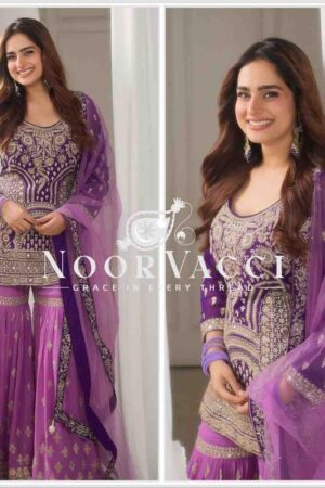 Buy Fox Georgette Sequin Embroidered Top with Palazzo & Dupatta – Partywear Set