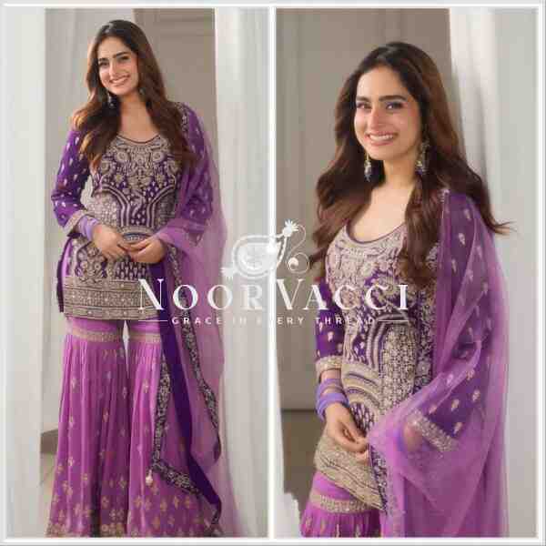 Fox Georgette Sequin Embroidered Top with Palazzo & Dupatta – Partywear Set