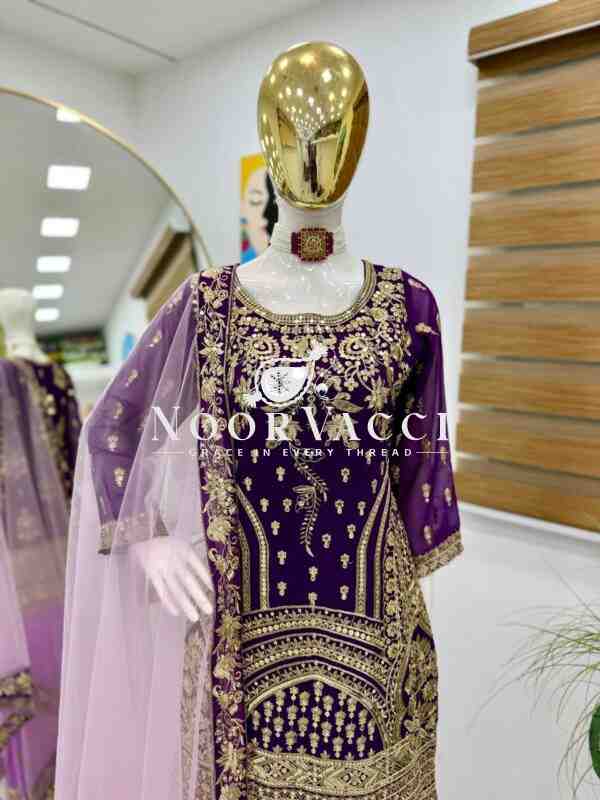 Fox Georgette Sequin Embroidered Top with Palazzo & Dupatta – Partywear Set - Image 7