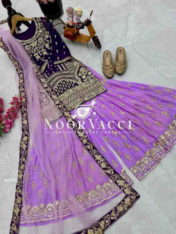 Fox Georgette Sequin Embroidered Top with Palazzo & Dupatta – Partywear Set - Image 8