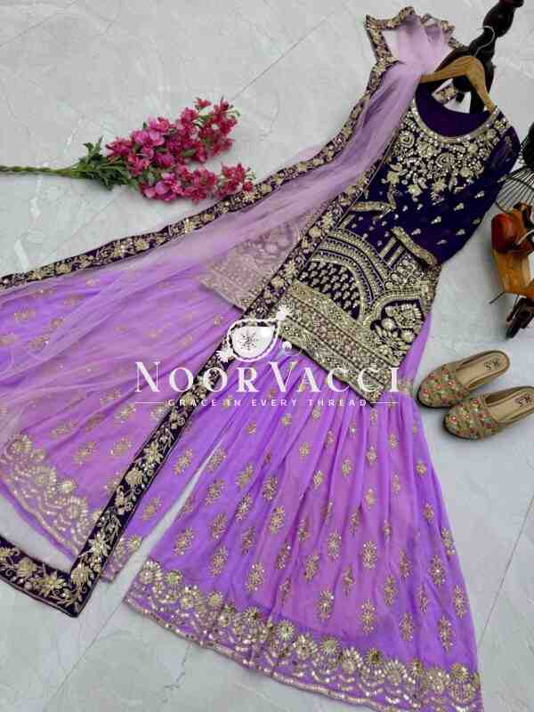 Fox Georgette Sequin Embroidered Top with Palazzo & Dupatta – Partywear Set - Image 9