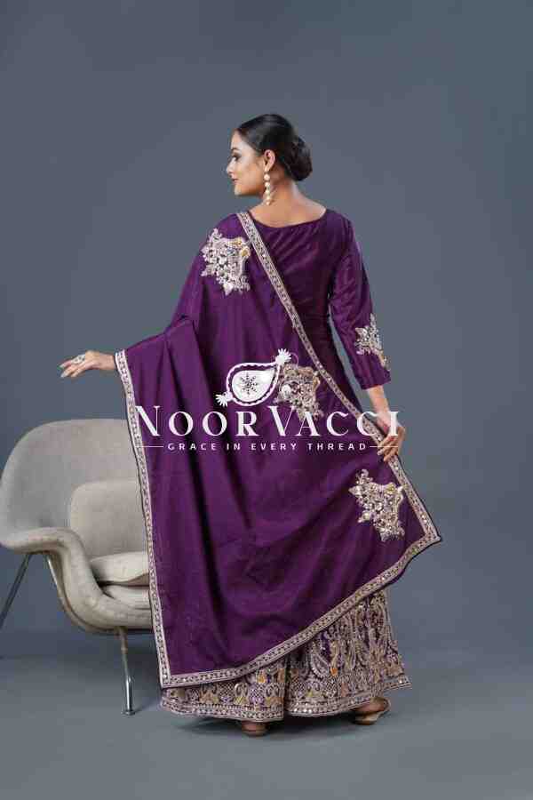 Pure Chinnon Silk Embroidered Dori-Sequence Work Plazzo Set – Fully Stitched - Image 5