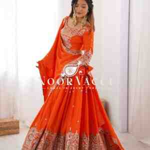 Natural Crepe Silk Lehenga with Thread & Sequence Work, Semi-Stitched with Matching Choli and Dupatta
