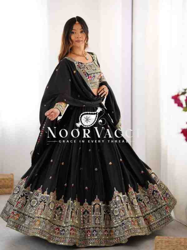 Natural Crepe Silk Lehenga with Thread & Sequence Work, Semi-Stitched with Matching Choli and Dupatta