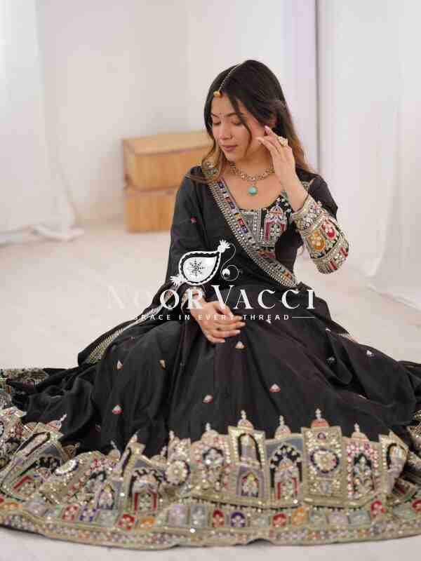 Natural Crepe Silk Lehenga with Thread & Sequence Work, Semi-Stitched with Matching Choli and Dupatta - Image 3