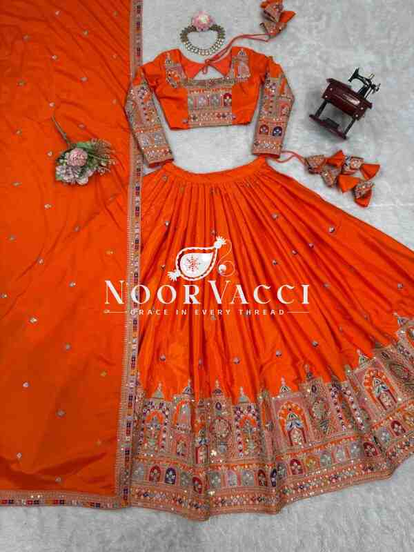Natural Crepe Silk Lehenga with Thread & Sequence Work, Semi-Stitched with Matching Choli and Dupatta - Image 8