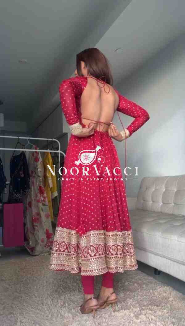 Faux Georgette Embroidered Suit Set with 9mm Sequin Dupatta - Image 2