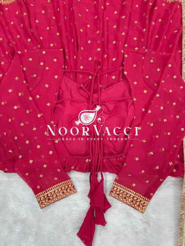 Faux Georgette Embroidered Suit Set with 9mm Sequin Dupatta - Image 7