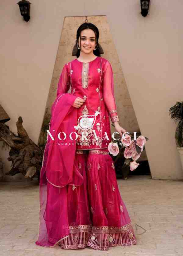 Diamond Georgette Sequin Embroidered Top with Palazzo & Dupatta – Partywear Set
