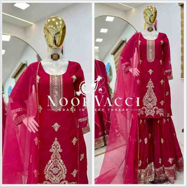 Diamond Georgette Sequin Embroidered Top with Palazzo & Dupatta – Partywear Set - Image 10