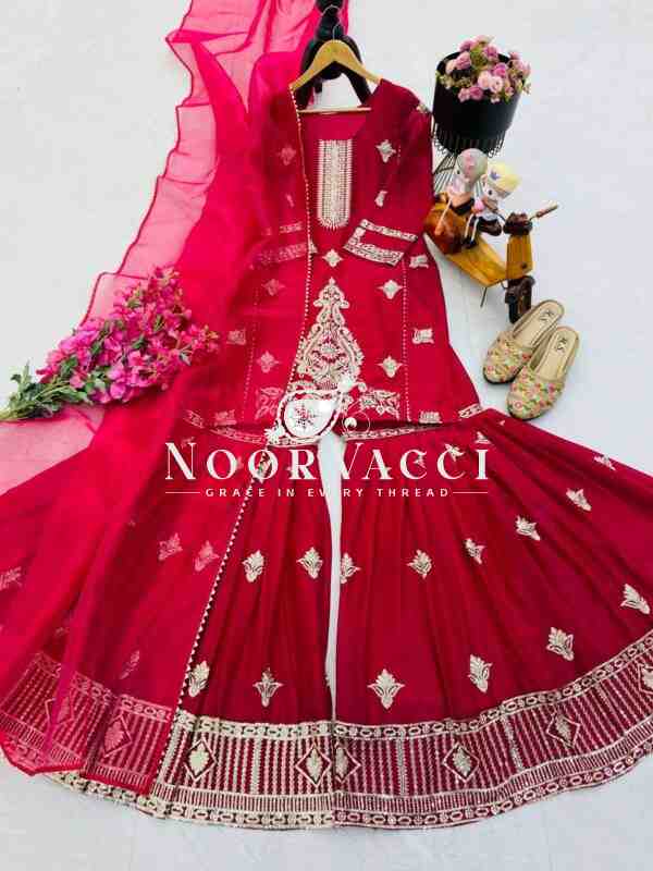Diamond Georgette Sequin Embroidered Top with Palazzo & Dupatta – Partywear Set - Image 14