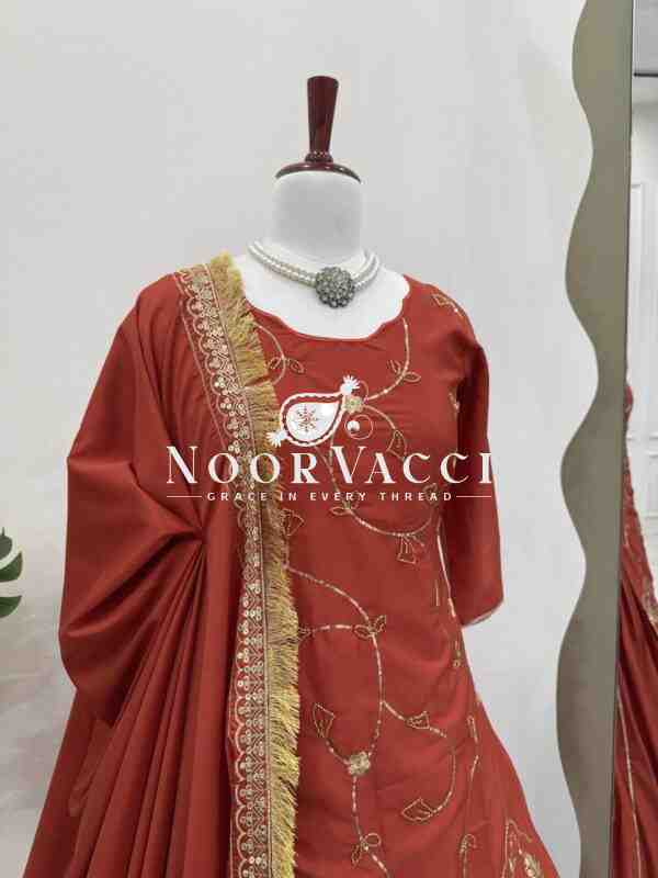 Natural Crepe Silk Lehenga Set with Bead and Thread Work Dupatta - Image 3