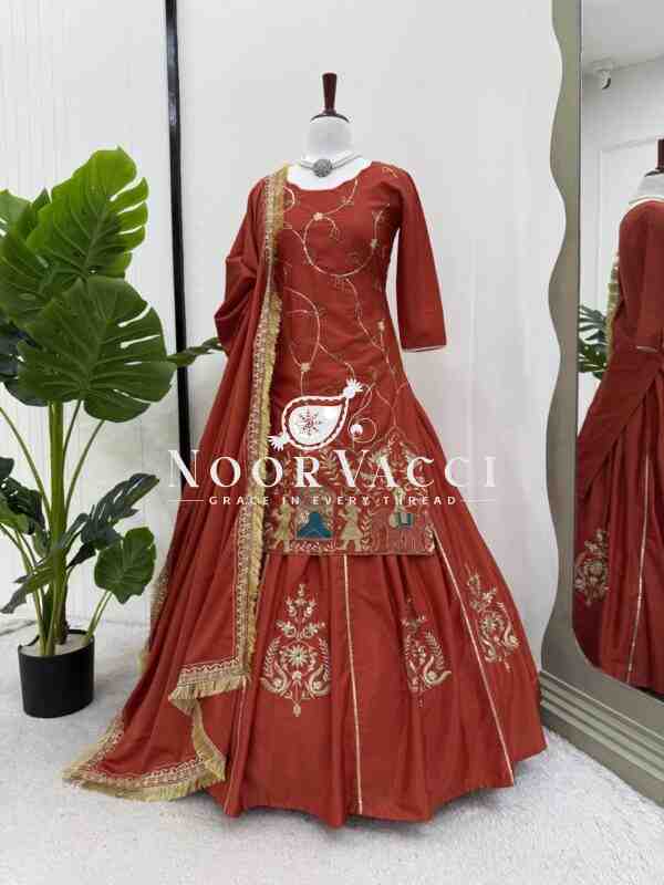Natural Crepe Silk Lehenga Set with Bead and Thread Work Dupatta - Image 2