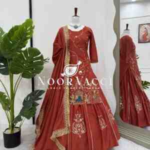 Natural Crepe Silk Lehenga Set with Bead and Thread Work Dupatta