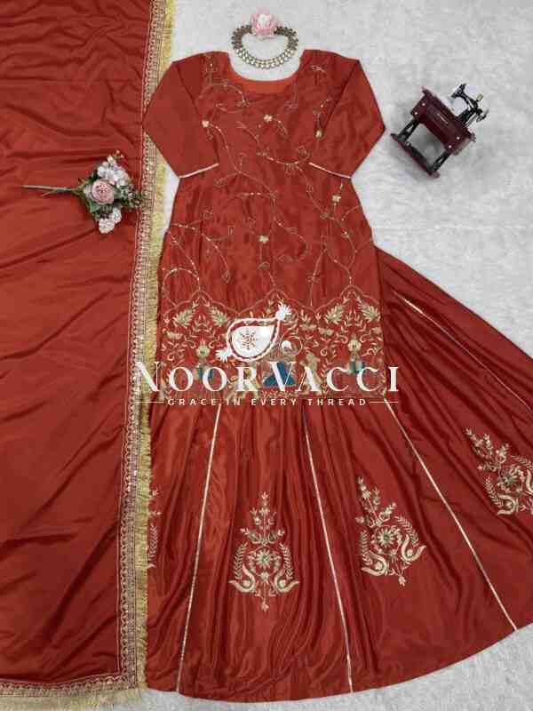 Natural Crepe Silk Lehenga Set with Bead and Thread Work Dupatta - Image 4