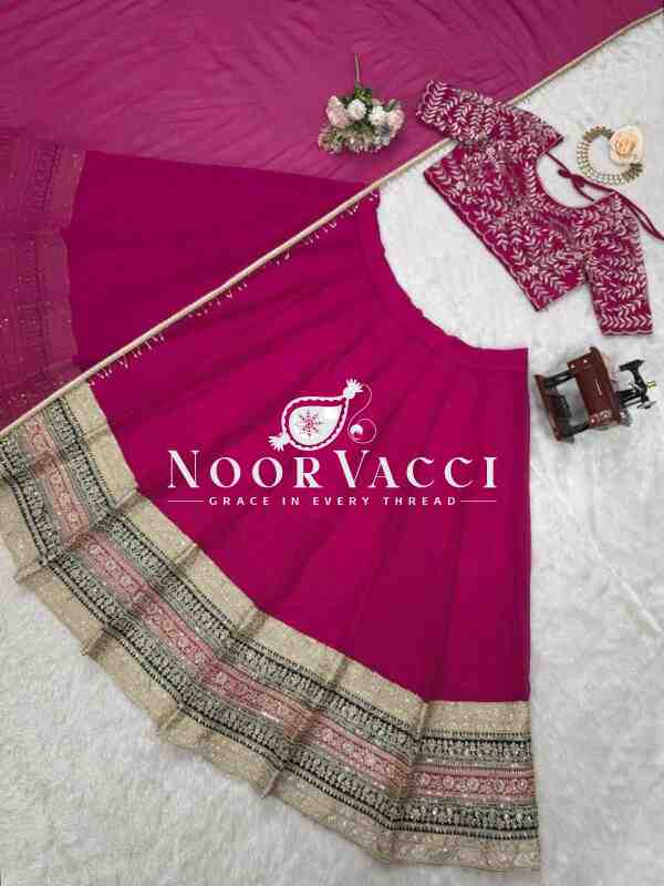 Semi-Stitched Faux Georgette Lehenga with Thread & Sequin Embroidery - Image 10