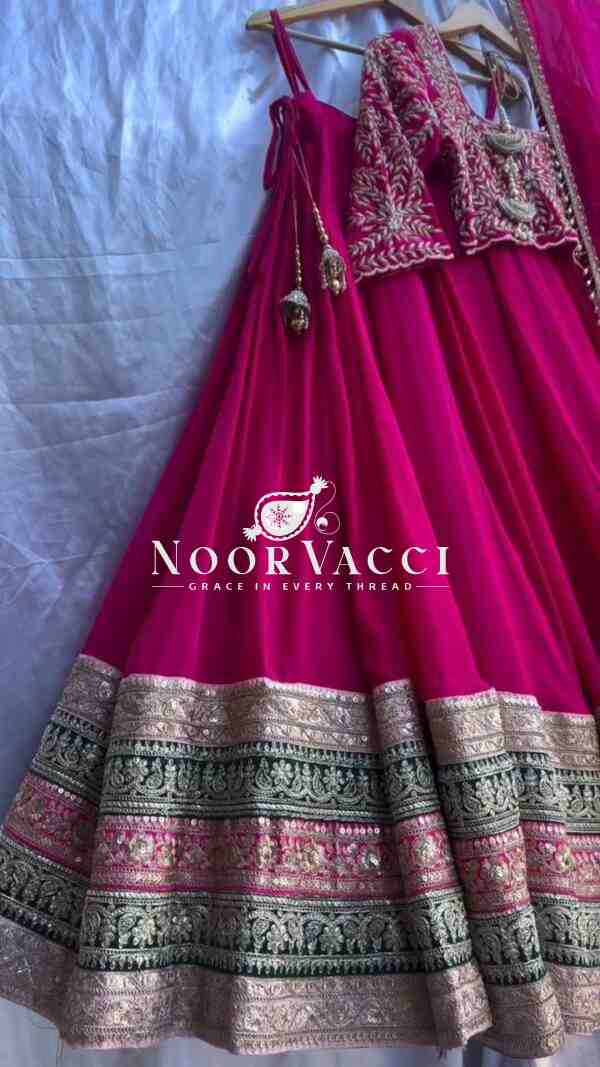 Semi-Stitched Faux Georgette Lehenga with Thread & Sequin Embroidery - Image 7