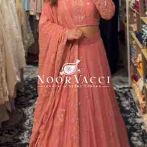 Semi-Stitched Faux Georgette Lehenga with 9mm Sequin Embroidery