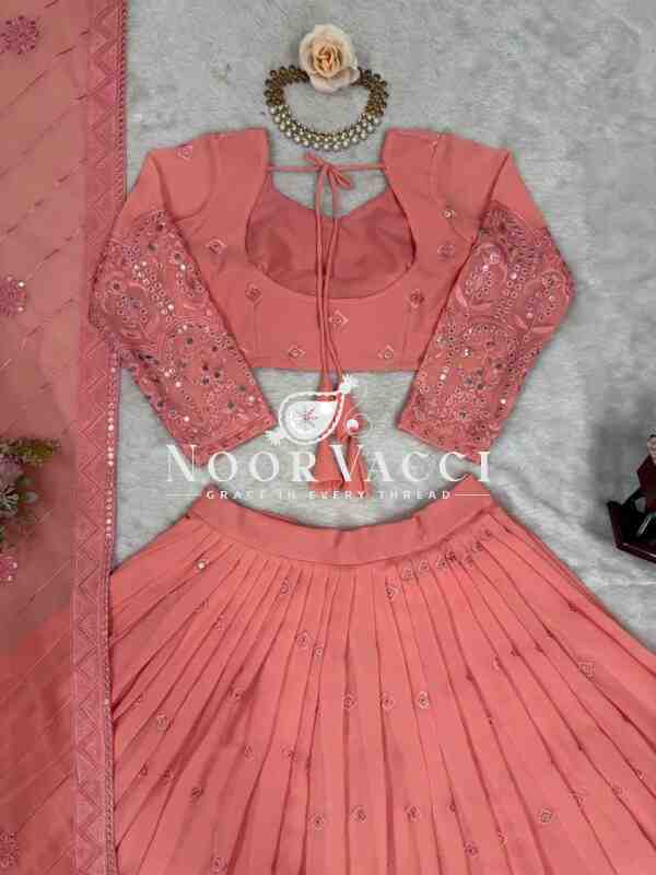 Semi-Stitched Faux Georgette Lehenga with 9mm Sequin Embroidery - Image 9