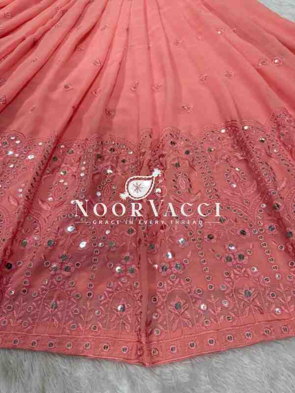 Semi-Stitched Faux Georgette Lehenga with 9mm Sequin Embroidery - Image 7